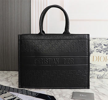 Dior book tote 41.5 embossed leather black 