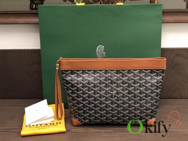 Okify Goyard Conti Pouch Bag In Black And Tan 24x6.5x22cm - 1
