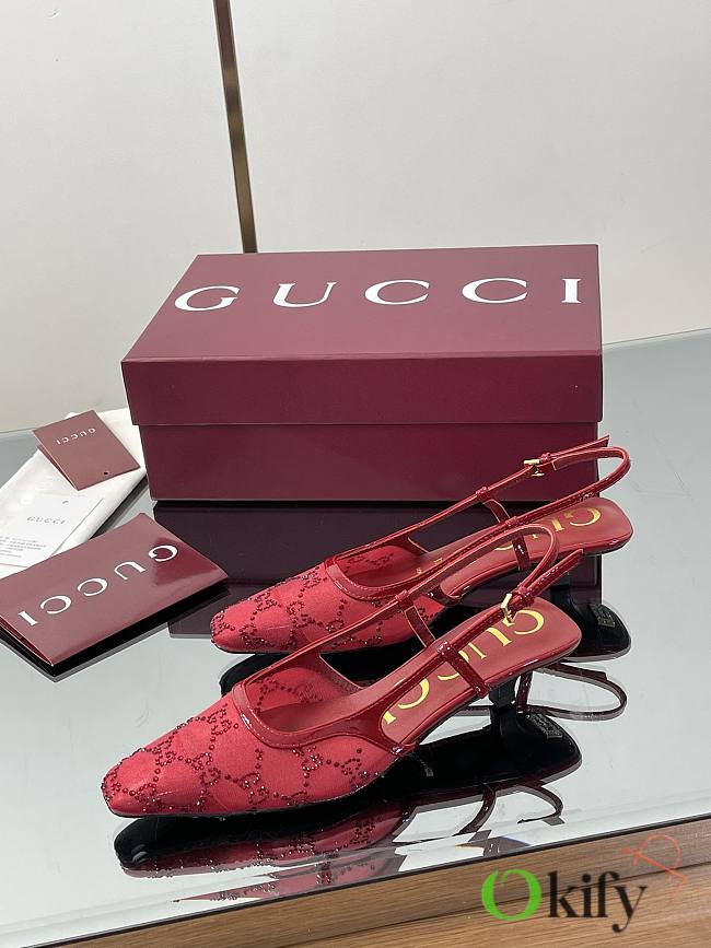 Okify Gucci Red Slingback 3.5cm  - 1