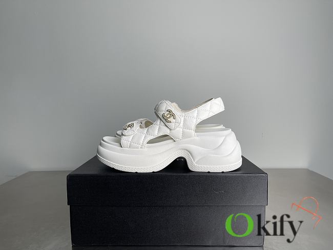 Okify CC White Thick Sole Sandals  - 1