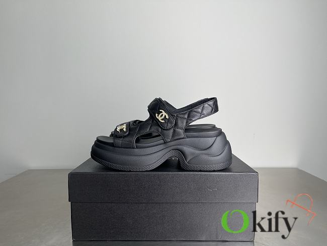 Okify CC Black Thick Sole Sandals  - 1
