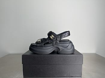 Okify CC Black Thick Sole Sandals 