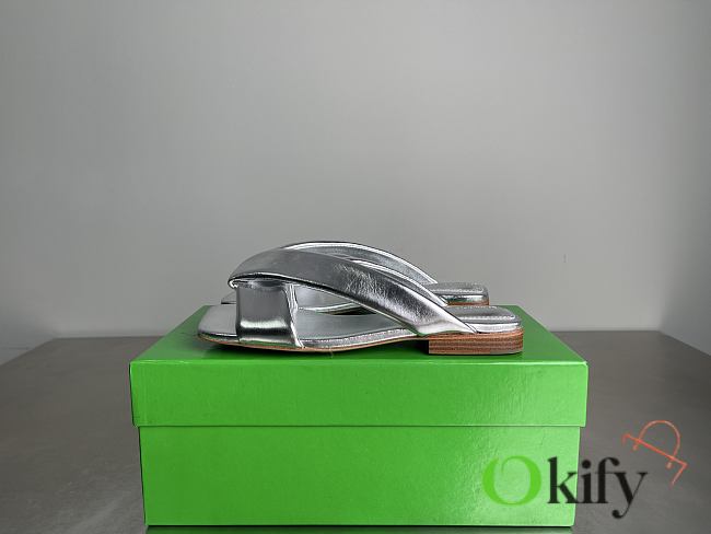 Okify Bottega Veneta Silver Slides  - 1