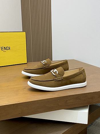 Okify Fendi Brown Suede Loafers 
