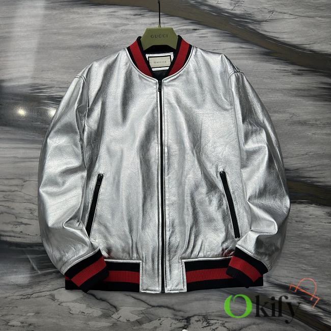 Okify Gucci Silver Bomber Jacket - 1
