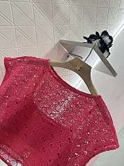 Okify Gucci Set Of Pink Mesh Top And Skirt - 3