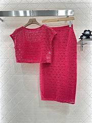 Okify Gucci Set Of Pink Mesh Top And Skirt - 1