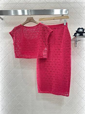 Okify Gucci Set Of Pink Mesh Top And Skirt