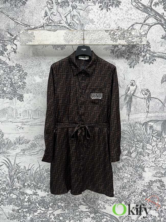 Okify Fendi Brown Shirt Dress  - 1