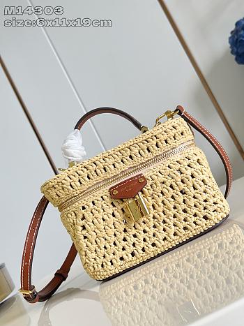Okify Louis Vuitton Vanity Chain Raffia Pouch M14303 6x11x19cm