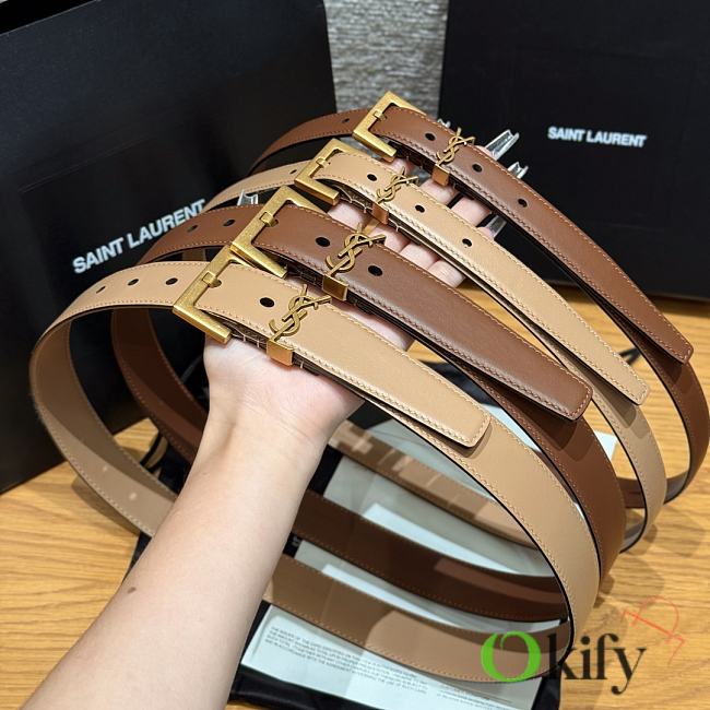Okify YSL Belt In Brown/Beige 20/30mm - 1