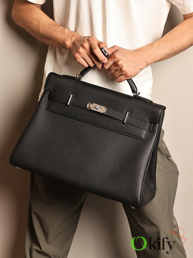 Okify Hermes Kelly Maxi Togo Bag In Black 42cm  - 1