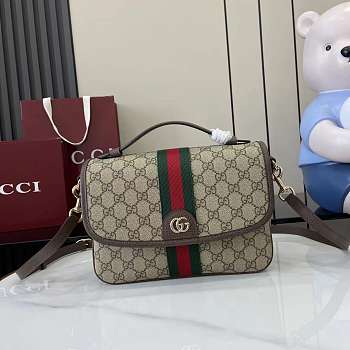 Okify Gucci Ophidia Medium Top Handle Bag In Brown 24x17.5x11.5cm