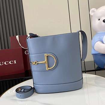 Okify Gucci 73 Medium Bucket Bag In Dusty Blue 26x27.5x11.5cm 