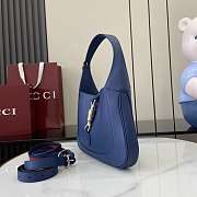 Okify Gucci Jackie 1961 Medium Bag In Dark Blue 27.5x19x4cm  - 3