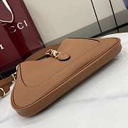 Okify Gucci Jackie 1961 Medium Bag In Brown Lychee 27.5x19x4cm  - 5