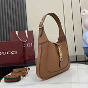 Okify Gucci Jackie 1961 Medium Bag In Brown Lychee 27.5x19x4cm  - 3