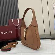 Okify Gucci Jackie 1961 Medium Bag In Brown Lychee 27.5x19x4cm  - 4