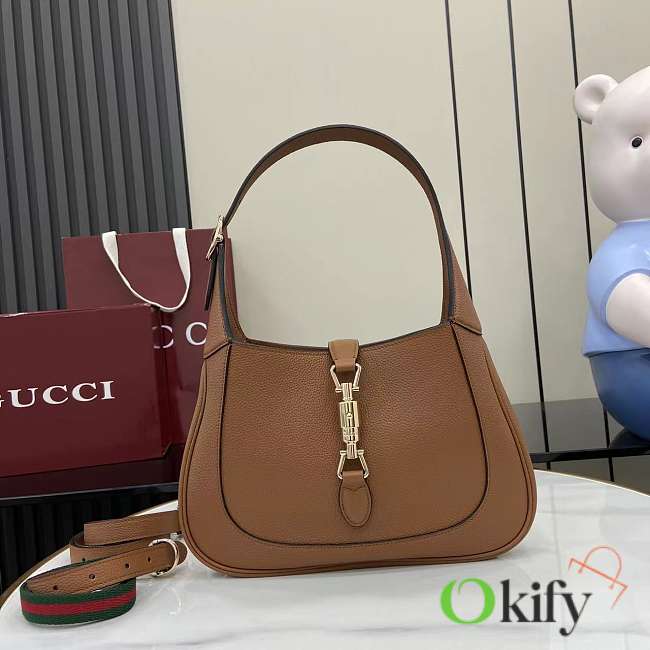 Okify Gucci Jackie 1961 Medium Bag In Brown Lychee 27.5x19x4cm  - 1