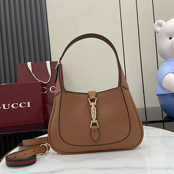 Okify Gucci Jackie 1961 Medium Bag In Brown Lychee 27.5x19x4cm 