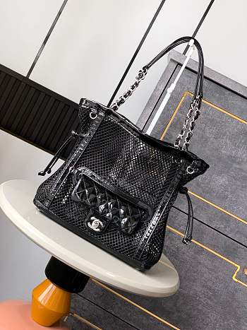 Okify CC Mesh Tote Bag With Flap Bag In Black 26x28x9cm
