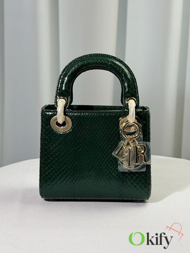 Okify Dior Lady Bag In Python Green 17cm - 1