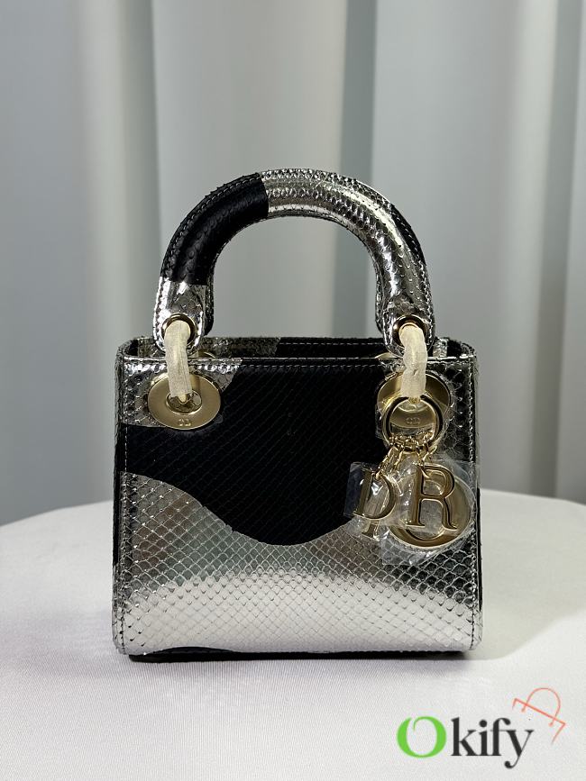 Okify Dior Lady Bag In Python Black And Silver 17cm - 1
