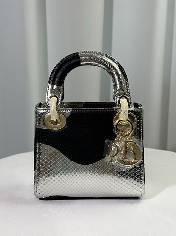 Okify Dior Lady Bag In Python Black And Silver 17cm
