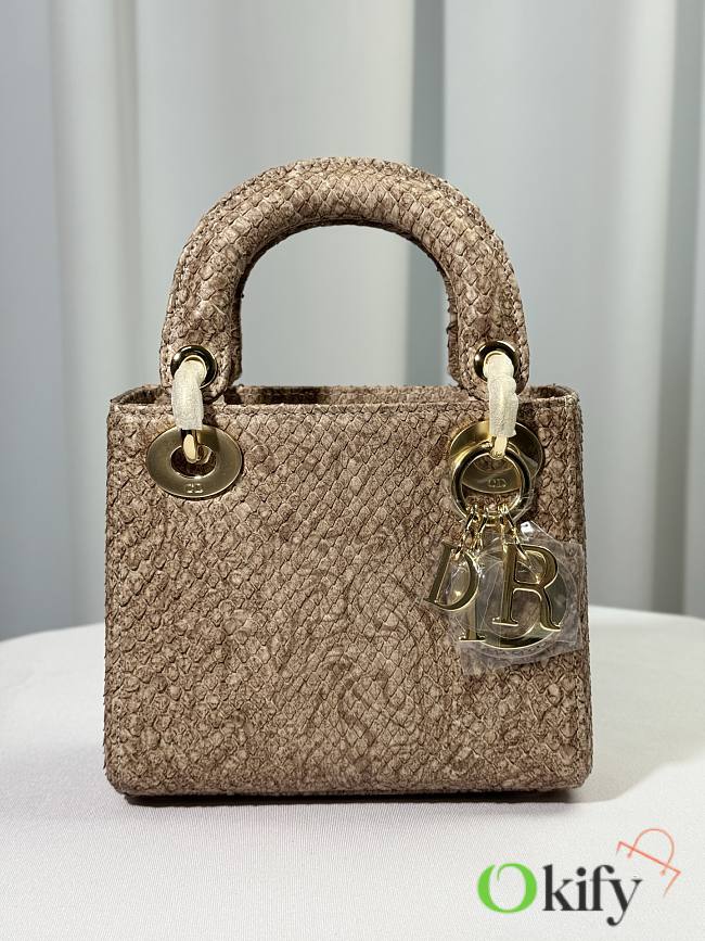Okify Dior Lady Bag In Python Beige 17cm - 1