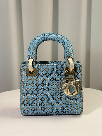Okify Dior Lady Bag In Python Blue 17cm