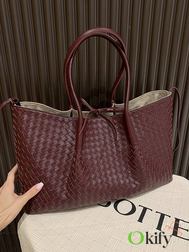 Okify Bottega Veneta Large Pinacoteca Tote Bag In Dark Red 43x17.5x23cm - 1