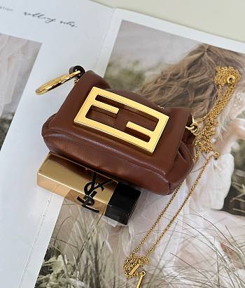 Okify Fendi Mini Mamma Baguette Bag In Brown 10x3x7cm