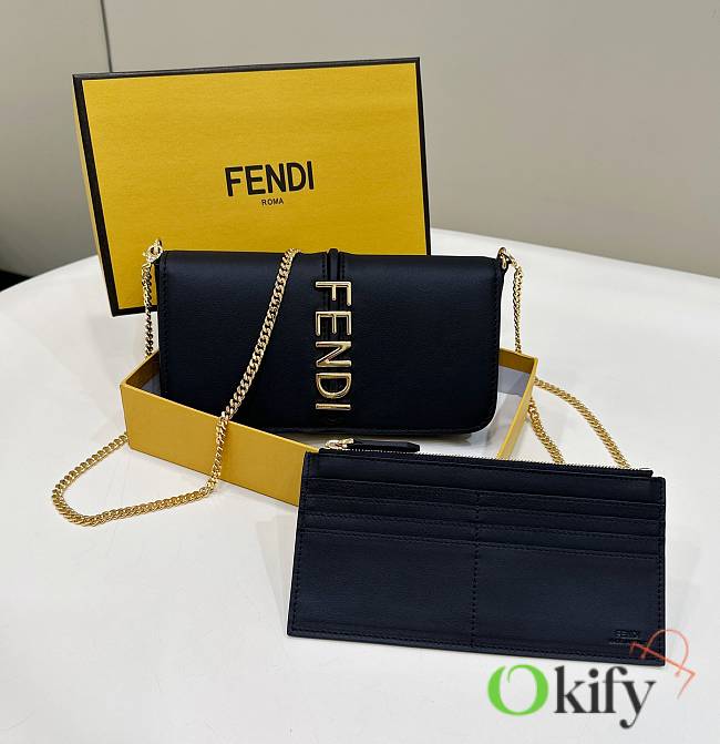 Okify Fendi Fendigraphy Wallet On Chain In Black 21x4x11cm - 1