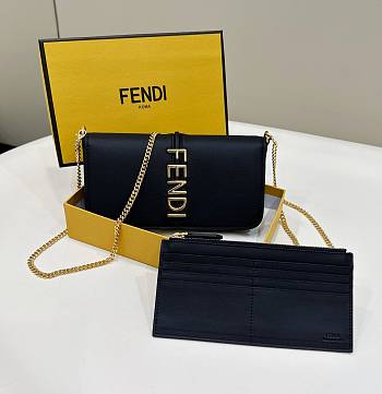 Okify Fendi Fendigraphy Wallet On Chain In Black 21x4x11cm