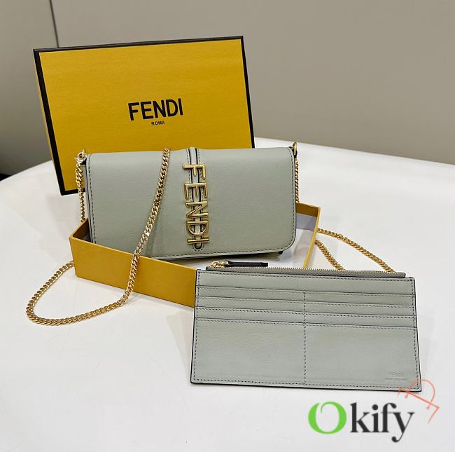 Okify Fendi Fendigraphy Wallet On Chain In Gray 21x4x11cm - 1