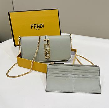 Okify Fendi Fendigraphy Wallet On Chain In Gray 21x4x11cm