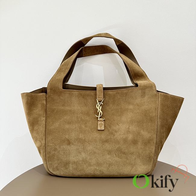 Okify YSL LE 5 À 7 Bea Tote Bag In Brown Suede 50x28x18cm - 1