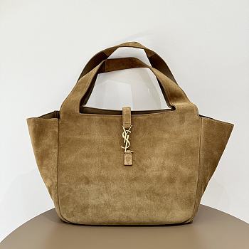 Okify YSL LE 5 À 7 Bea Tote Bag In Brown Suede 50x28x18cm