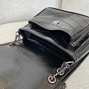 Okify YSL Niki Baby Bag In Black Vintage Leather With Silver Hardware 22x16x7cm - 6