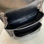 Okify YSL Niki Baby Bag In Black Vintage Leather With Silver Hardware 22x16x7cm - 5
