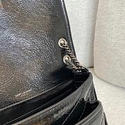 Okify YSL Niki Baby Bag In Black Vintage Leather With Silver Hardware 22x16x7cm - 3