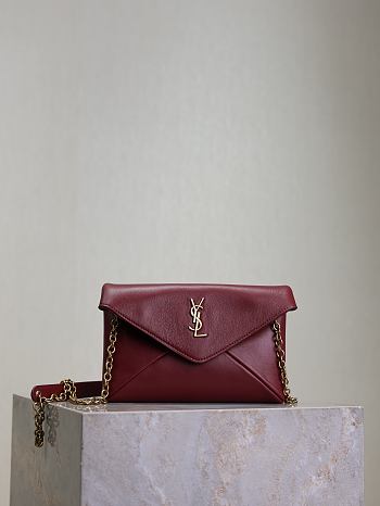 Okify YSL Envelope Chain Bag In Red 19x12x3cm 