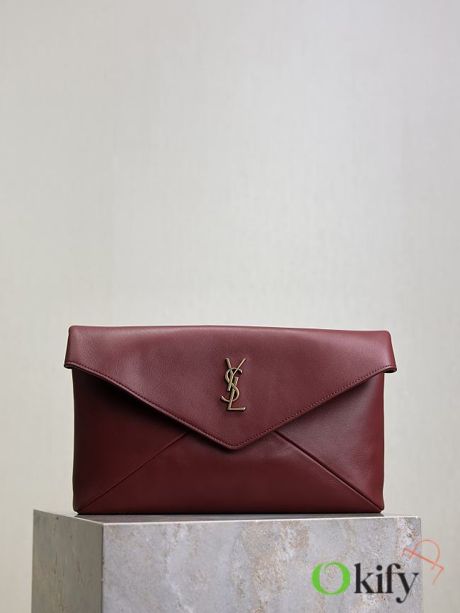 Okify YSL Envelope Pouch Bag In Red 29.5x18x4.5cm  - 1