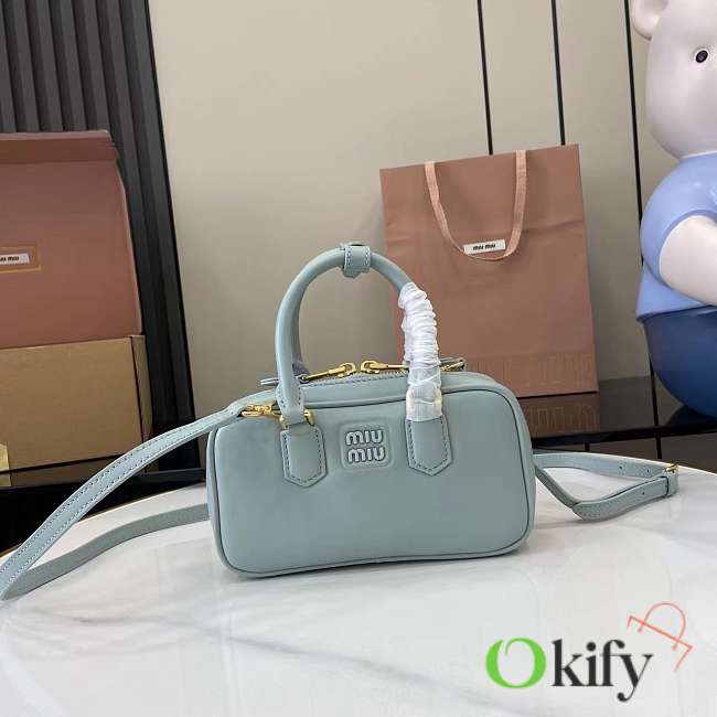 Okify MiuMiu Small Arcadie Leather Bag In Blue 22x10.5x7.5cm - 1