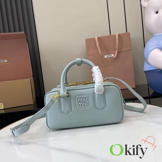 Okify MiuMiu Mini Arcadie Leather Bag In Blue 19x10x5cm - 1
