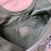 Okify MiuMiu Ivy Embroidered Gabardine Bag In Olive Green 20x24cm - 2