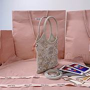 Okify MiuMiu Ivy Embroidered Gabardine Bag In White 20x24cm - 6