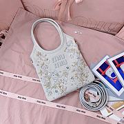 Okify MiuMiu Ivy Embroidered Gabardine Bag In White 20x24cm - 3