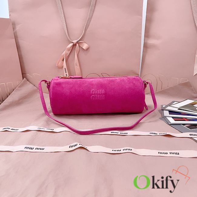 Okify MiuMiu Pink Suede Pouch 22x9x9cm - 1