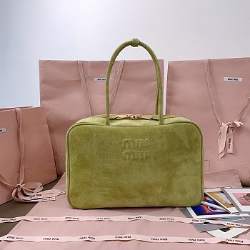 Okify MiuMiu Suede Beau Bag In Green 34x23x12cm